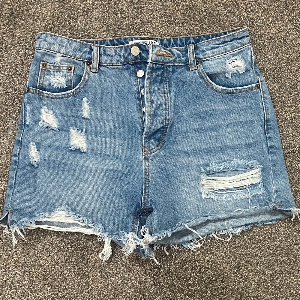 Signature Blue Distressed Jean Shorts
